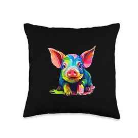 Exotic pet unusual pets Tees N accessories Exotic pet Lovers Owners Watercolor Art Miniature Pig Throw Pillow, 16x16, Multicolor