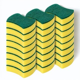 Kitchen Cleaning Sponge, 12pcs Double Sided Multi-purpose Kitchen Cleaning Pad, Dish Towel, Scouring Pad, Eco-friendly Anti-scratch Dishware Scrubber, Cleaning Supplies