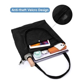 Iioscre Corduroy Tote Bag for Women,Hobo HandBags with Zipper,Large Capacity Casual Shoulder Handbags with Inner Pockets