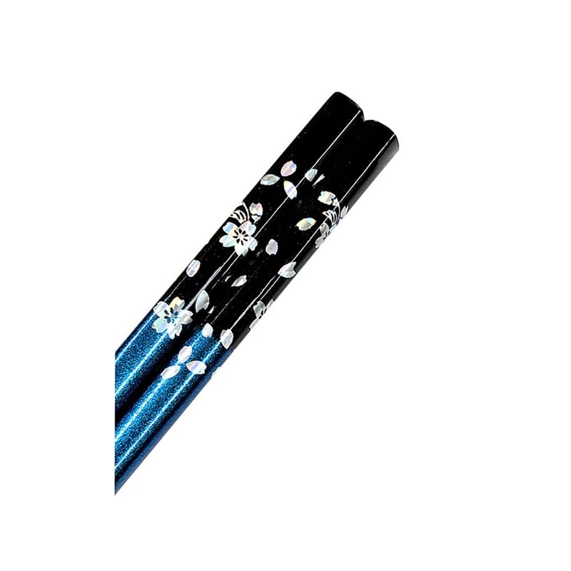 Chopsticks, Silver Cherry Blossoms, Blue, Unisex Size, Includes Paulownia Box,