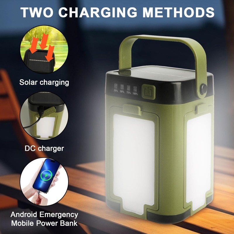 Foldable LED Camping Lantern with 2000mAh & Solar Charging -