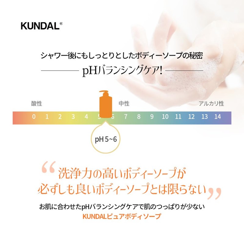 KUNDAL Pure Body Soap, 16.9 fl oz (500 ml), #Clean