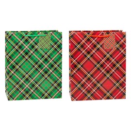 TSI Gift Bags TARTAN, pack of 12, size: large (H x W x D) 12,6" x 10,2" x 5,3", item no. 87312