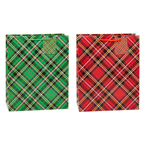 TSI Gift Bags TARTAN, pack of 12, size: large (H