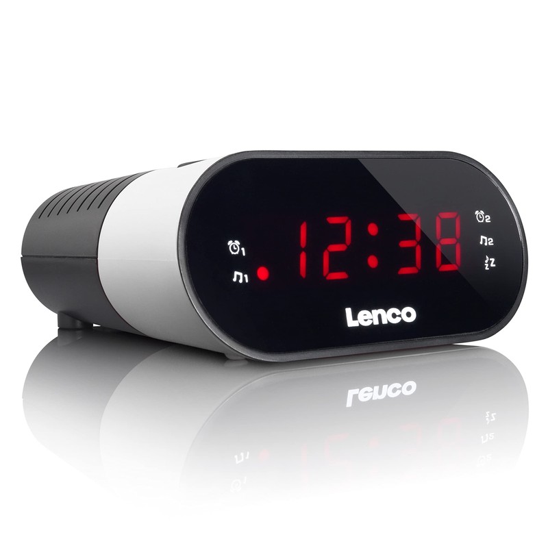 Lenco Clock Radio with LED Display, 2 Alarm Times, Dual