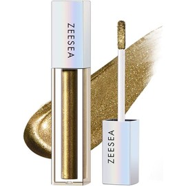 zeesea Glitter Galaxy Colored Liquid Eyeshadow, Dazzling Shimmer Eye Makeup, High Pigmented & Long Lasting (BR03 Goldfish)