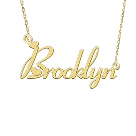 GR35Z9 Brooklyn Name Necklace Love Heart Pendant Necklace Dainty Stainless Steel Jewelry for Women
