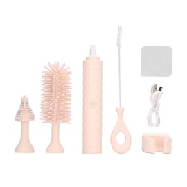 Cepillo para biberones, cepillo eléctrico para biberones, cepillo impermeable para pezones, cepillo para pajitas de silicona giratorio de 2 velocidades para mamás primerizas