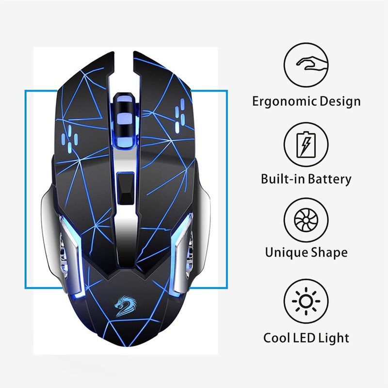 Uciefy Q85 Rechargeable Wireless Gaming Mouse, 2.4G LED Optical Silent