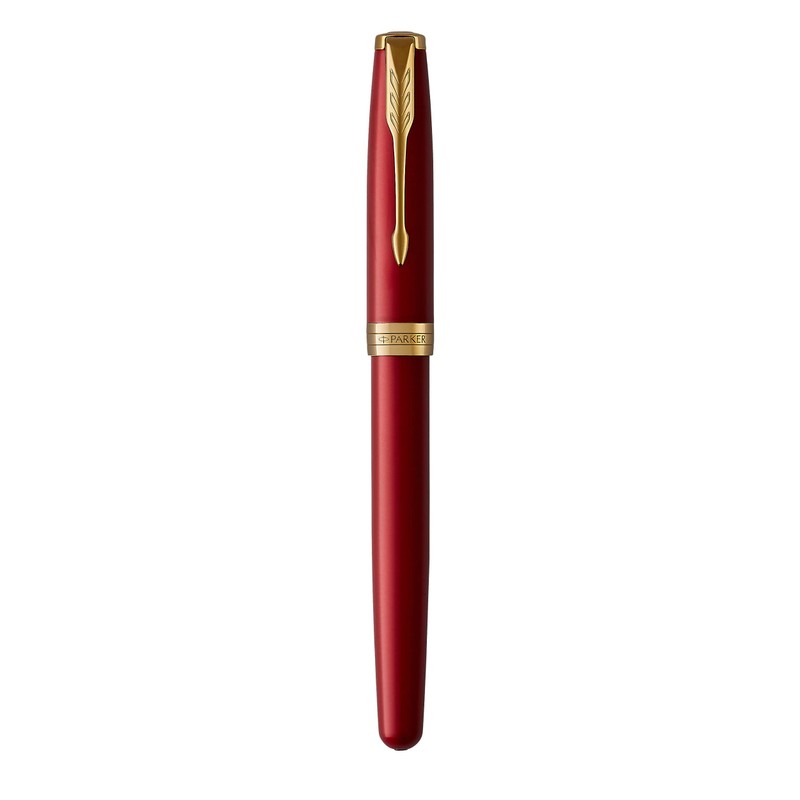 PARKER Sonnet Fountain Pen, Red Lacquer with Gold Trim, Medium