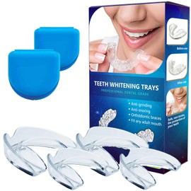 4 x Teeth Splint Grinding, AMHANDER Comfortable Bite Splint, Grinding Splint for Night, Bite Splint Teeth Grinding, BPA-Free Bite Splint Against TMJ, Bruxism & Teeth Protection (2 Sizes)