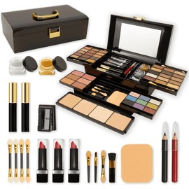 Set de Maquillaje Completo para Mujer - Estuche con Paleta de Sombras, Colorete, Polvo de Cejas Xtellar negro