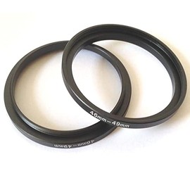 2x Metal 46-49mm Step Up Rings D-SLR Video Camera Lens Connect Size 46mm To 49mm Filter Aperture Connecting Adapter Circle Screws Photo Picture View Fix-ed Connector Photograph Parts Accessories