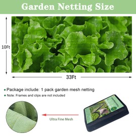 TLSTGO Garden Netting,10x33FT Thickened Garden Net Ultra Fine Vegetables Netting for Raised Beds Plant Net Protection Fruits Shrubs Crops Greenhouse Row Cover Birds Animals Barrier Mesh