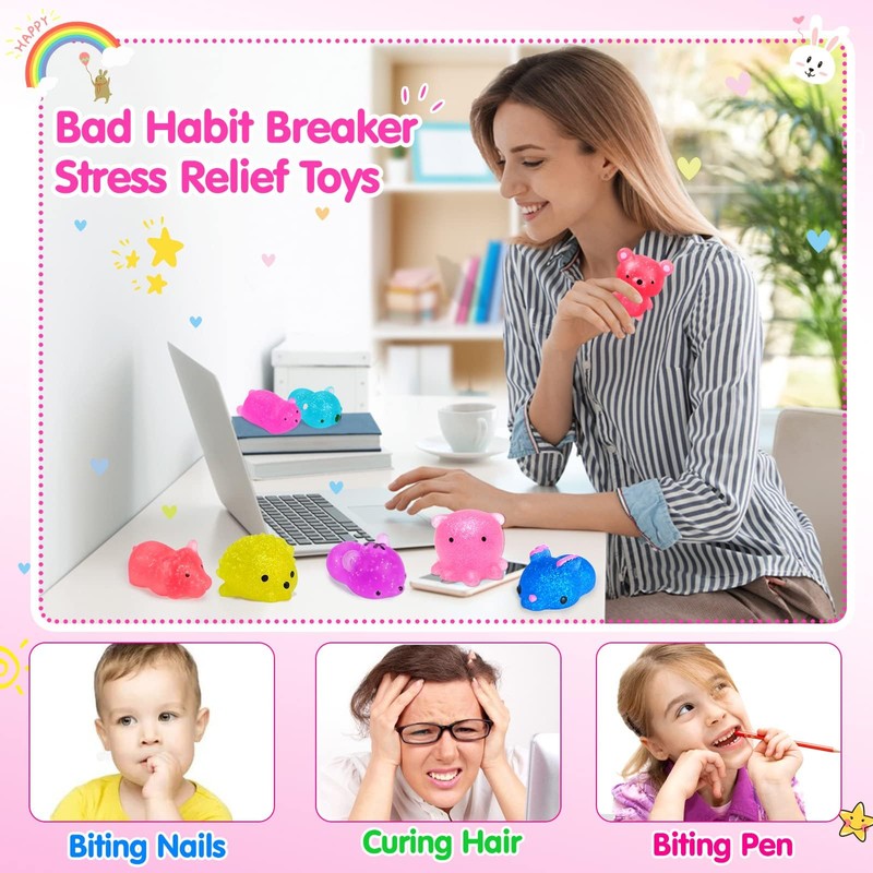 OCATO 40Pcs Mochi Squishys Toys Mini Squishies 2nd Generation Glitter