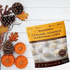 Hammond's Candies | Caramel Pumpkin Marshmallows | 4 Bags, Great for Snacking | Hot Chocolate, S’mores and Homemade Brownies | Small Batches | Handcrafted in the USA