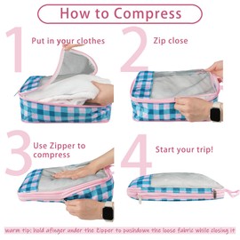 Xmzsdz 7 Pcs Compression Packing Cubes for Travel Luggage, Lightweight Suitcase Organizer Bags Set, Compression Packaging Cube for Travel Essentials, Packing Cubes for Carry on Suitcase