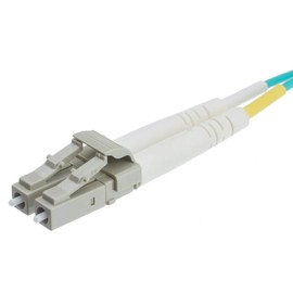 CableWholesale Aqua Blue 10 Gbit Fiber Optic Cable, 2 Meter (6.6 feet) LC to LC Lucent Connector Duplex 50/125 OM4 Multi-Mode Fiber Optic LC-LC Optical Connection Cable