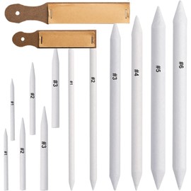 14 Pcs Blending Stumps & Sandpaper Pads | Blending Pencil & Colourless Blender Marker | Sketch Drawing Tools for Students & Professionals(Gray White)