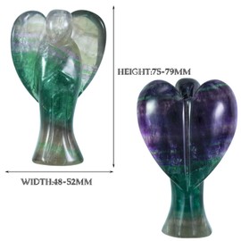 Nupuyai 7,3 cm Fluorin, Natur, Engelsstatue aus Stein, für Bürodekoration, Schutzengel, Figur Glücksbringer aus Kristall, für Reiki und viel Glück