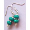 handcrafted by BeJay double blue green TURQUOISE HOWLITE saucer earring
