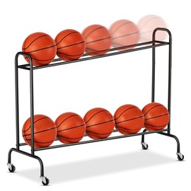 EXTCCT Estante Inclinable de Almacenamiento de Pelotas de Baloncesto - Estante de Entrenamiento de Tiro de Baloncesto Inclinable, Organizador de Equipos Deportivos para Garaje, Carrito Rodante de