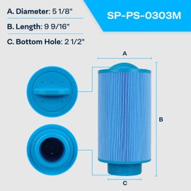 SpiroPure Replacement for Pleatco PLAS35 PLAS35-M Unicel 5CH-203 5CH-203AM Filbur FC-0303 FC-0303M LA Spas FD-51320 FD-51500 Blue Media Hot Tub Spa Pool Cartridge