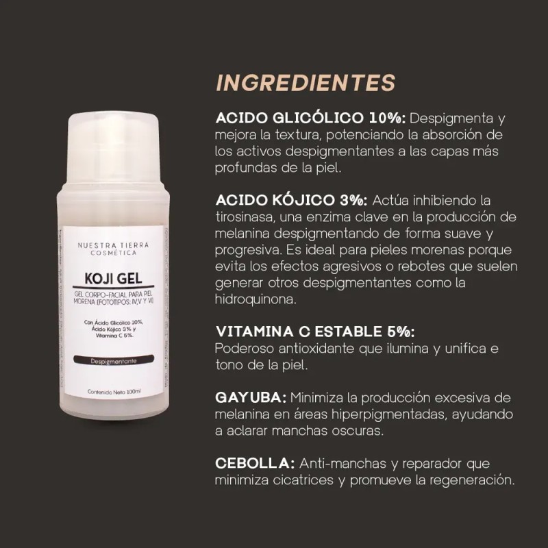 Gel Despigmentante Para Piel Morena Con Ácido Kójico Nuestra Tierra