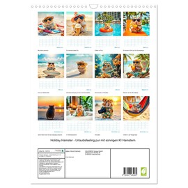 Holiday Hamster - Urlaubsfeeling pur mit sonnigen KI Hamstern (Wandkalender 2026 DIN A3 hoch), CALVENDO Monatskalender: Süße KI Hamster machen Urlaub