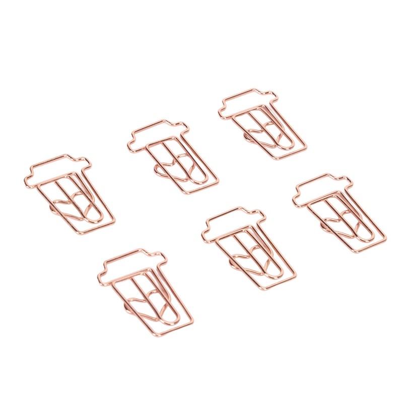 100pcs Paper Clips Innovative Cute Rose Coffee Cup Shape Reusable