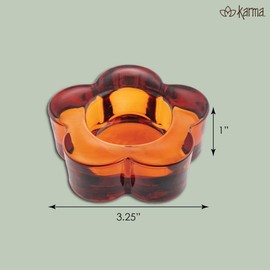 Karma, Glass Flower Tealight Holder, Chunky Candle Holder Votive for Home and Party Decor, Wedding Table Centerpiece, Cobalt