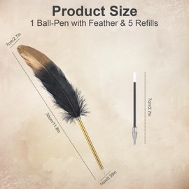 1 Piece Nib with 5 Refills, Golden Ballpoint Pen, Calligraphy Pens, Drawing Nib, School Supplies, Calligraphy Nib for Writing, Vintage Quill Pen with Black Nib