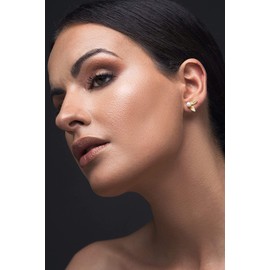 Gold Sterling Silver Earrings, Stud Earrings, Leaf Earrings, Minimalist Stud Earrings, Pearl Studs, Hypoallergenic Earrings