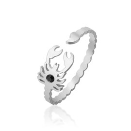 SIPURIS Scorpion Ring Women's Ring Scorpio Constellation Jewelry Open Adjustable Ring Band Punk Insect Souvenir for Women (Silver)
