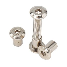 binifiMux 10-Set M8x40mm Rivet Countersunk Hex Socket Cap Bolts and Hex Head Barrel Nuts for Furnitures Cribs Chairs, Nickel Plated
