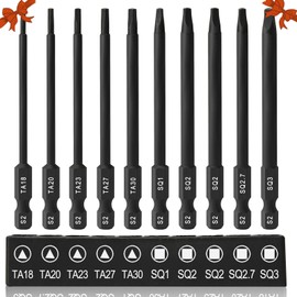 Set of 10 Triangle Screwdriver Bit, 89 mm Special Screwdriver Bit Set for Cordless Screwdrivers Square Bits with Magnetic Head, 1/4 Inch Hex Shank Triangle Bit Set for Impact Wrenches