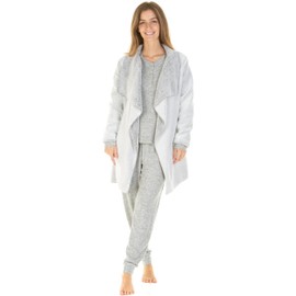Wysteria Lane Waterfall Supersoft Cardigown Robe Grey (L/XL, UK 18-20, EU 46-48)