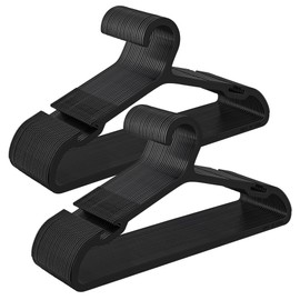 SONGMICS Clothes Hangers, Pack of 50, Plastic Hangers, with Wide Shoulder Notches, Space-Saving Coat Hangers, 16.4 Inches Wide, for Closet, Ink Black UCRP010B01