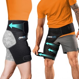ODOFIT UNIQUE Support Brace for Groin Quadricep Thigh Wrap Hip Pain - Pulled Hamstring Compression Sleeve for Men/Women - Injury Strap Relief for Muscle Strain Tendonitis Sciatica Nerve Pain
