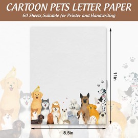 60 Sheet Cute Puppy Animal Letter Paper, 8.5 x 11 Inch, White, Paper, Writing Paper