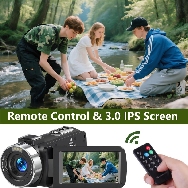 Video Camera 4K Camcorder 75MP YouTube Vlogging Camera 64G SD