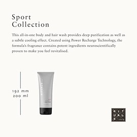 RITUALS Sport Invigorating 2-in-1 Shampoo  Body Wash - with Activated Charcoal  Mint Complex - 6.7 Fl Oz                                              