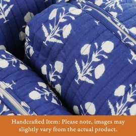 Saffron Marigold Quilted Floral Makeup Bag Set – Fleur De Nuit Pattern 3 Sizes, Waterproof Lining, Make Up Travel Cosmetic & Toiletry Bags For Traveling Women