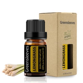GREENSLEEVES Lemongrass Essential Oil for Diffuser, 100% Pure Organic Lemongrass Aromatherapy Oil for Humidifiers, Perfume, Soap Making - 0.33 Fl Oz