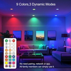 HEKEE LED Reccessed Downlights, Color Changing, 6 Inch, Recessed Ceiling Lights (6 Packs)