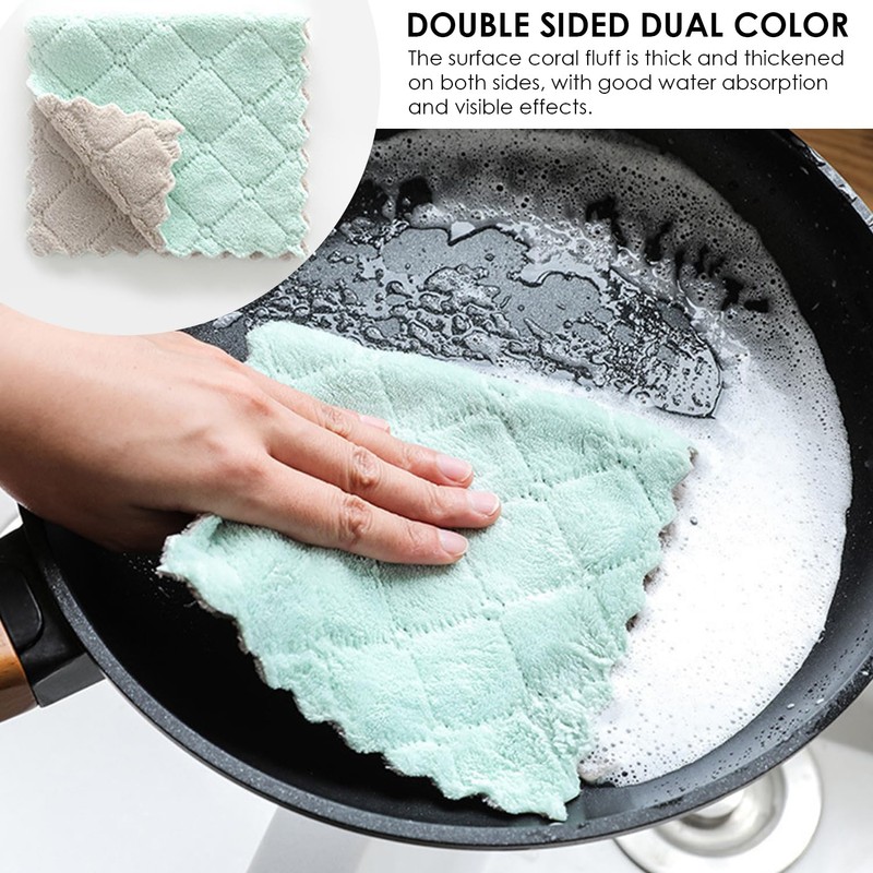 DHSBGWSX Pack of 12 Coral Velvet Cloths, Kitchen Cleaning Cloths,