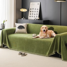 Feyocn 100% Waterproof Sofa Covers for Pets Washable Couch Covers Dogs Cats Sofa SlipCover for 3-4 Cushion Couches Sectional Couches Furniture Protector Covers for Living Room (91" x 118", Green)