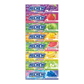 HI-CHEW Variety Sticks, 8-Pack, Soft & Chewy Candy, 1.76oz Each - Made with Immensely Juicy Fruity Flavors - Grape, Strawberry, Green Apple, Mango, Watermelon, Banana, Kiwi & Blue Raspberry