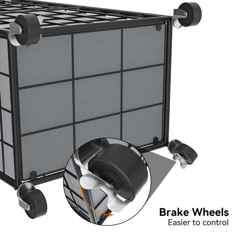 WOWLIVE Laundry Hamper with Wheels,Metal Wire Frame Rolling Laundry Basket