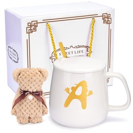 Tazas para Café, Taza de Café de cerámica con tapa y cuchara,Tazas de café en cajas de regalo,ideal como Regalos para Mujer Navidad y San Valentín, Regalos para Mamá y Día del Maestro